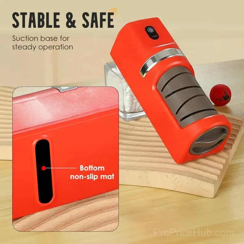 Automatic Kitchen Knife Sharpener, Red - Alt