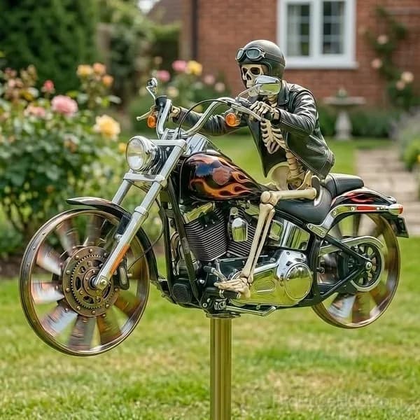 Skull Motorcycle Windmill - Main
