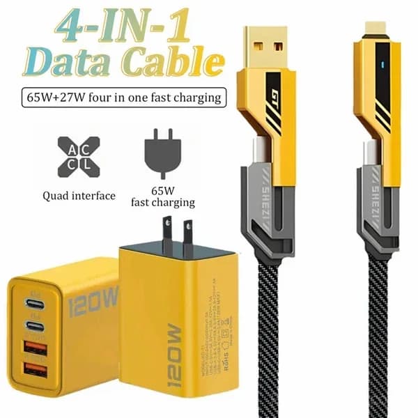 2-Pack USB-C & USB-A Fast Charger Adapter, Multiple Ports - Main