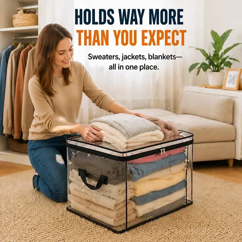 Large Heavy-Duty Thick Plastic Clear Storage Bag for Clothes, Moving & Storage - Main