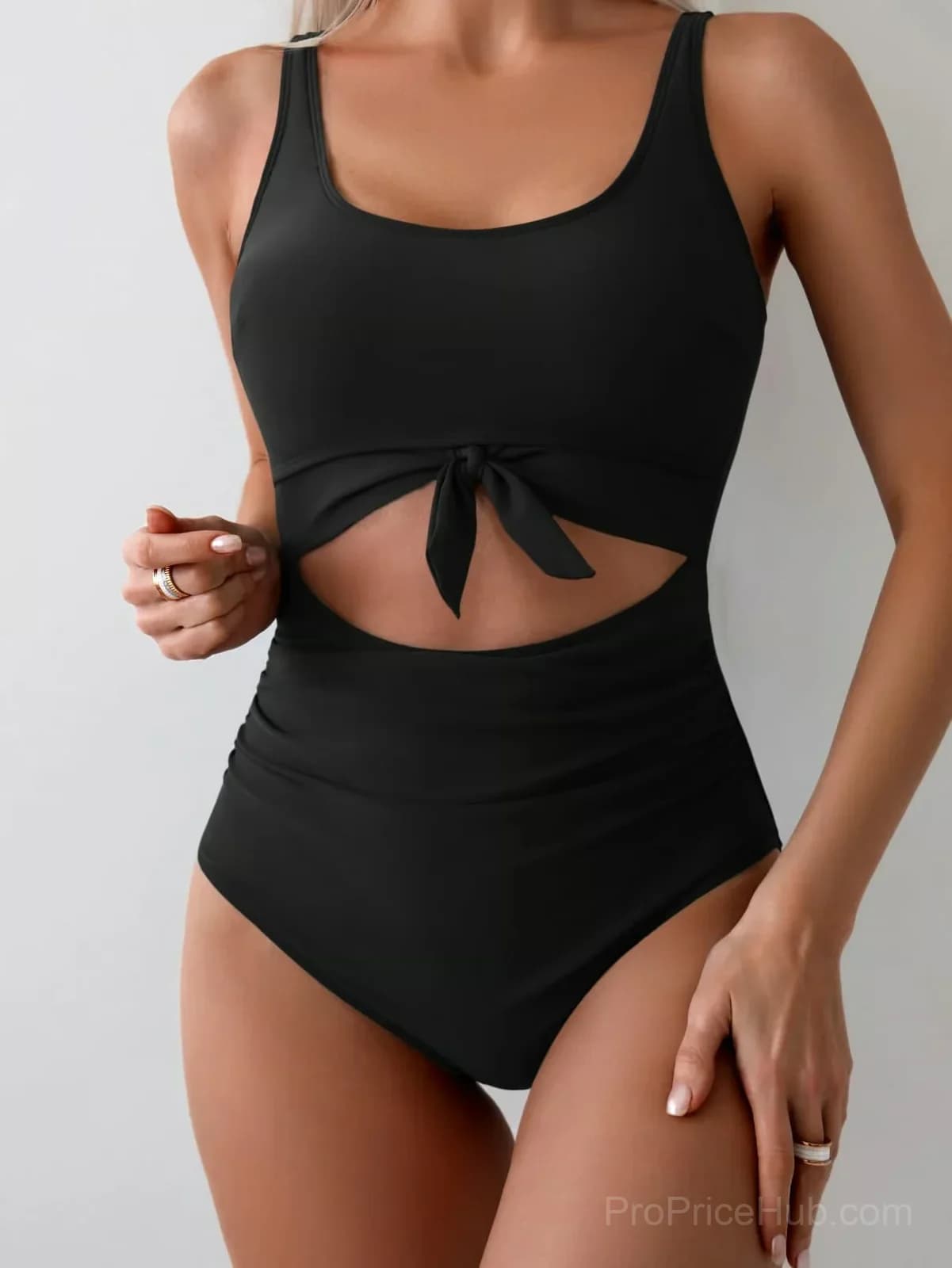 Women's Tummy Control Cutout One-Piece Swimsuit, Pink, S - View 12