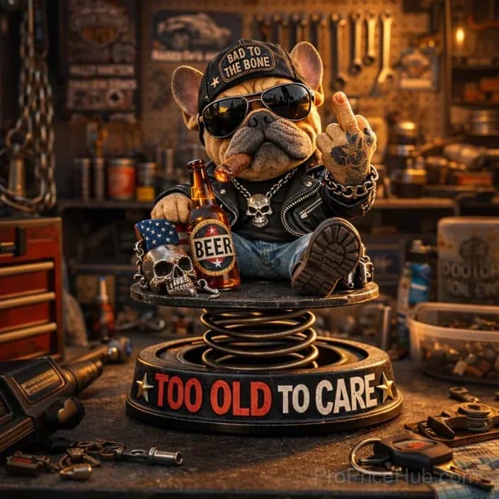 Car Dashboard Bobblehead - Too Old To Care - View 4