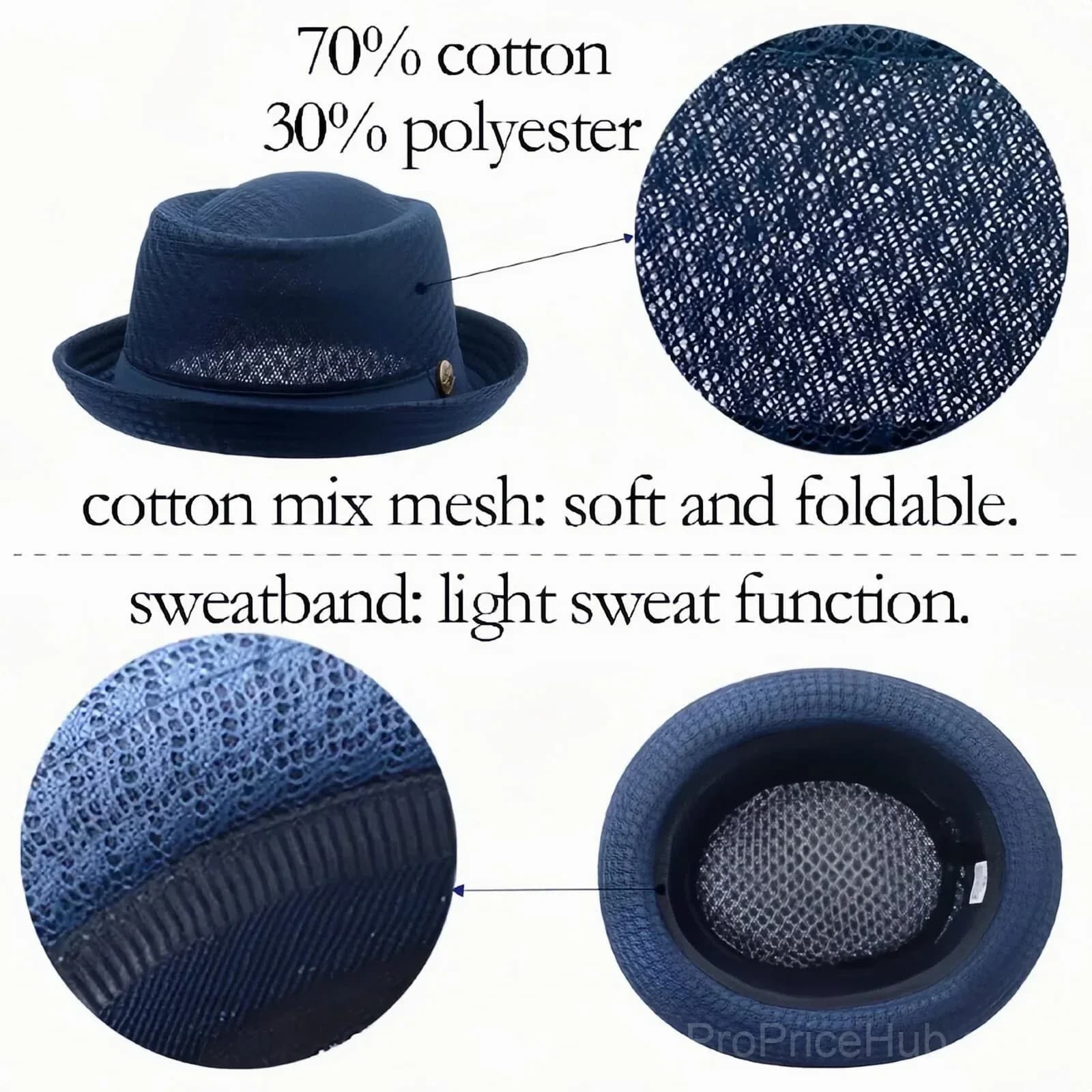 Summer Breathable Mesh Pork Pie Hat - View 5