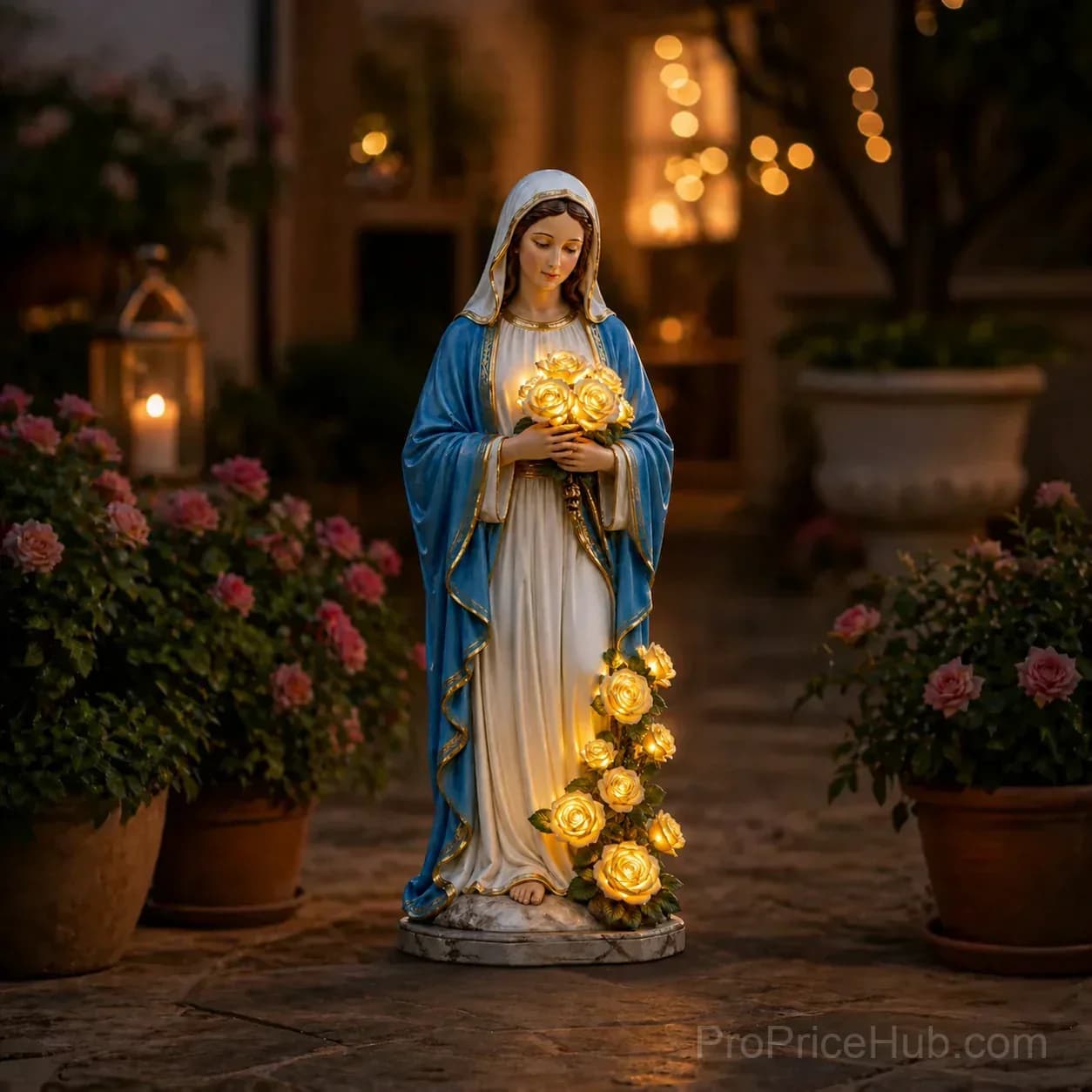 Blessed Light of Jesus Solar LED Glowing Rose Garden Statue - Alt