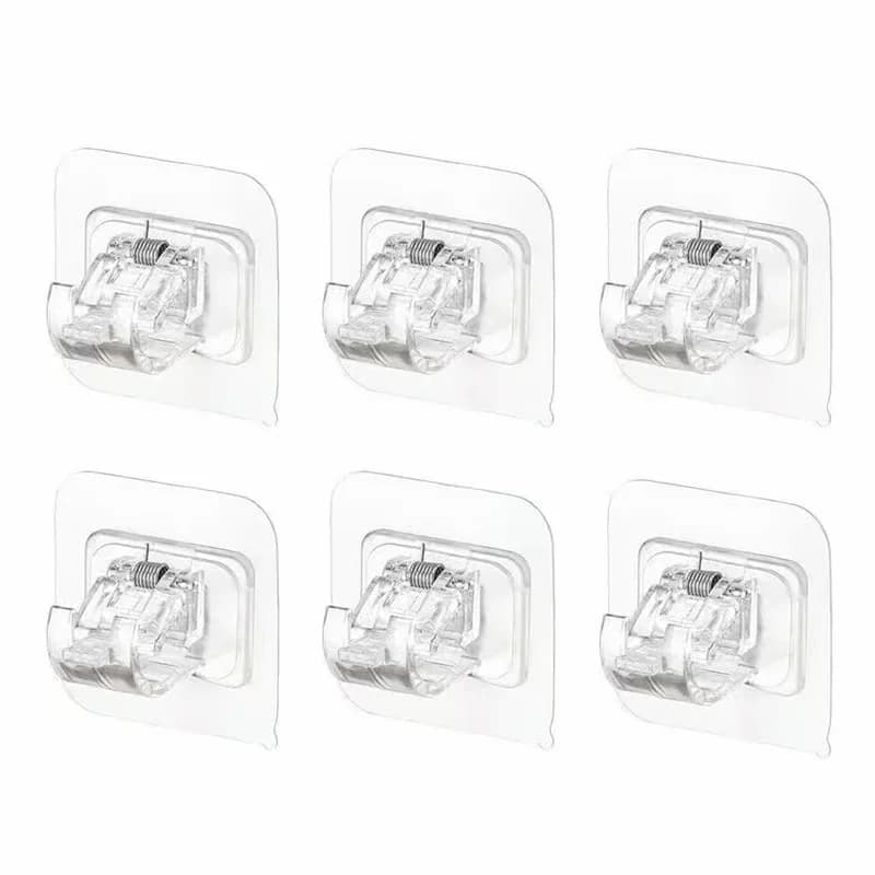 Transparent Hanging Rod Clips, 6-Pack - Main