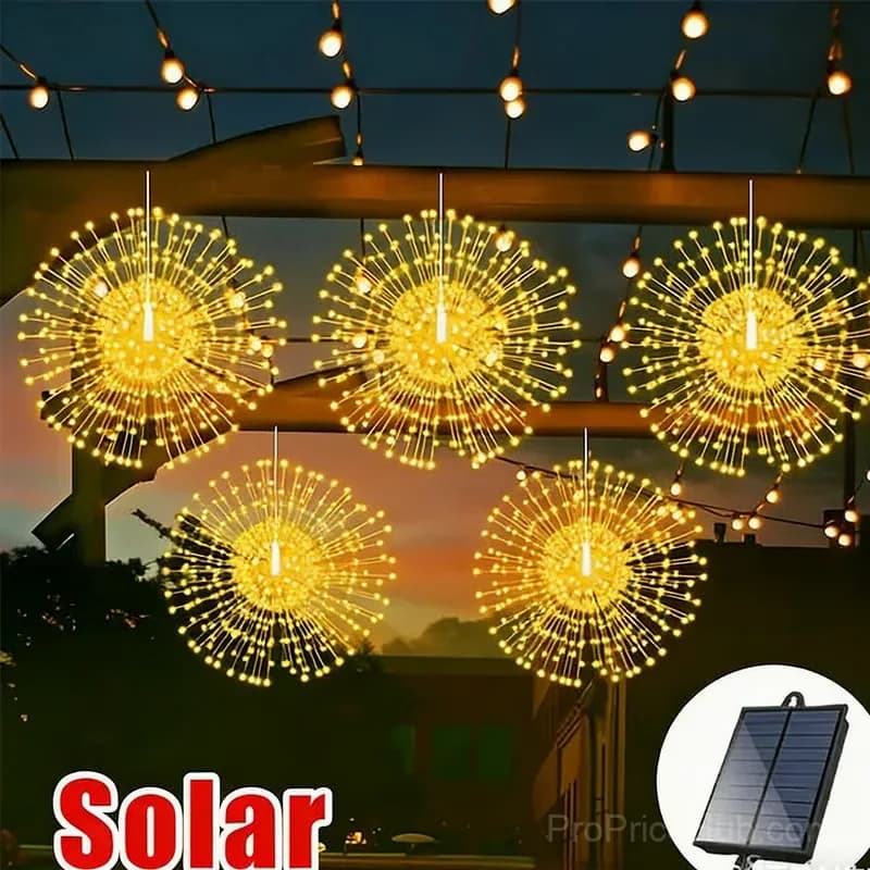 Solar Firework String Lights, Warm White, 4-Pack 240 LED - Main