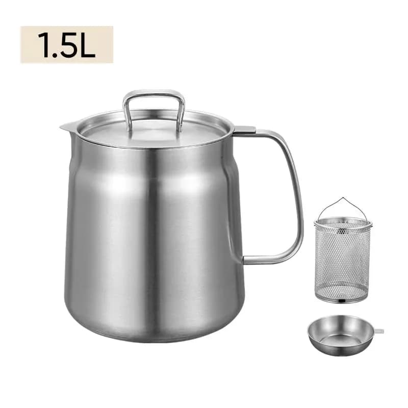 2-in-1 304 Stainless Steel Oil Strainer Pot, 1.5 L - Main