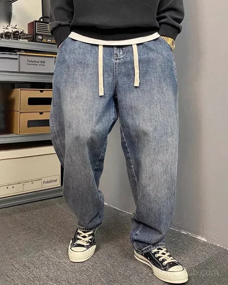 Big & Tall Men's Japanese Vintage Washed Jeans M-8XL - Main