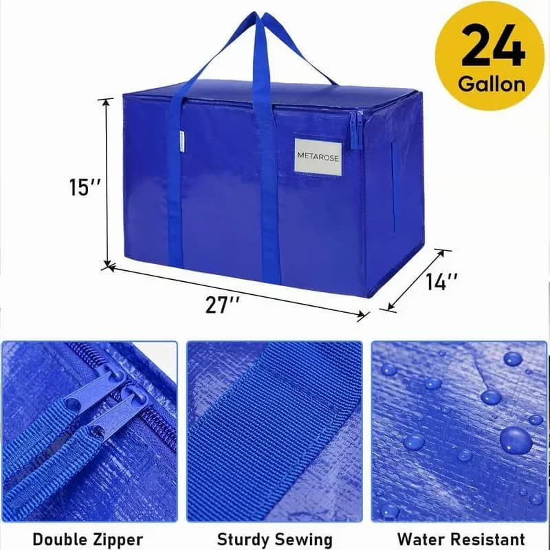 24 Gallon Extra Large Heavy Duty Foldable Moving Bag, Blue - View 4