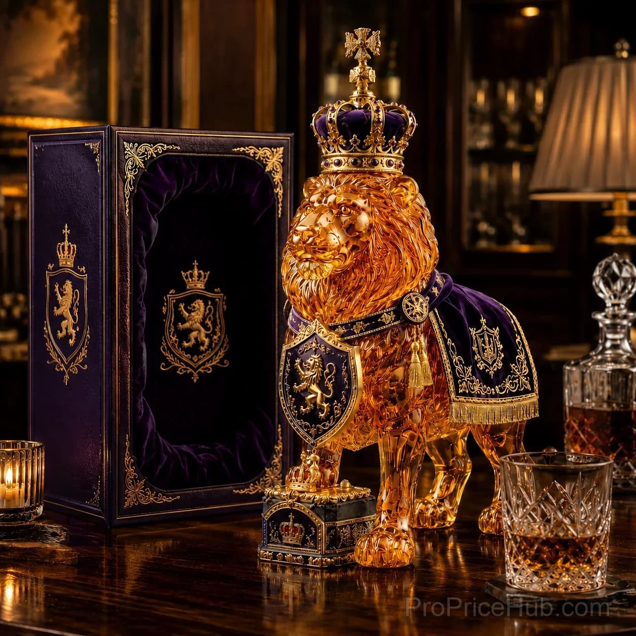 Collectible Crown 87th Anniversary Royal Lion Whiskey Bottle - Alt