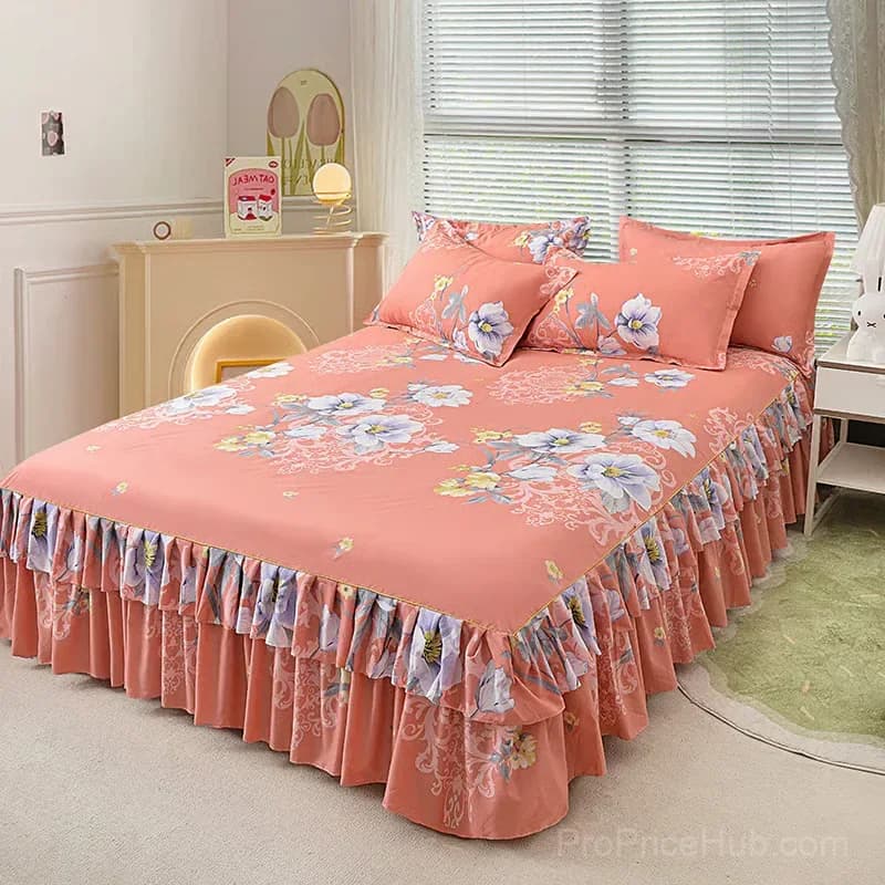 3-Piece Green Ruffled Bed Skirt Set, Cot Size 40 x 75 in - View 6