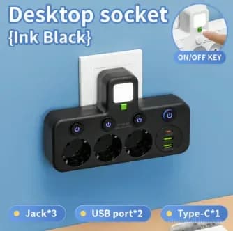 Smart Power Strip with USB Ports, EU Plug, White, 2 Outlets - View 21