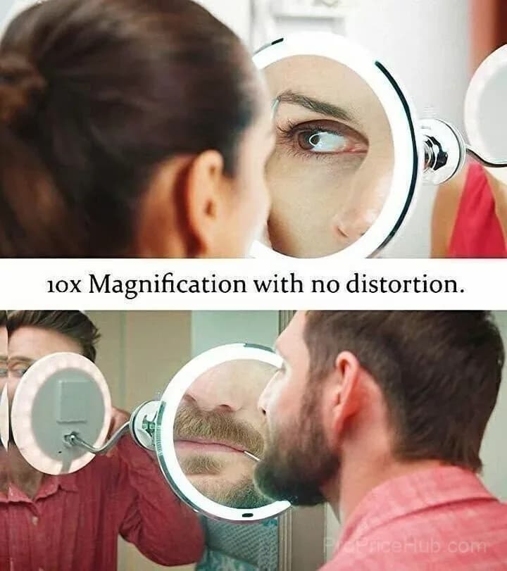 360° Flexible Light-Up 10X Magnification Makeup Mirror - 1 Piece - Alt