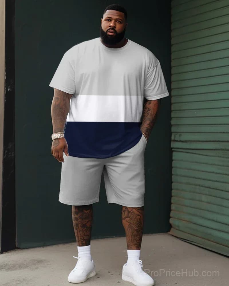 Big Men's Street Color Block Tee and Shorts Set - Main