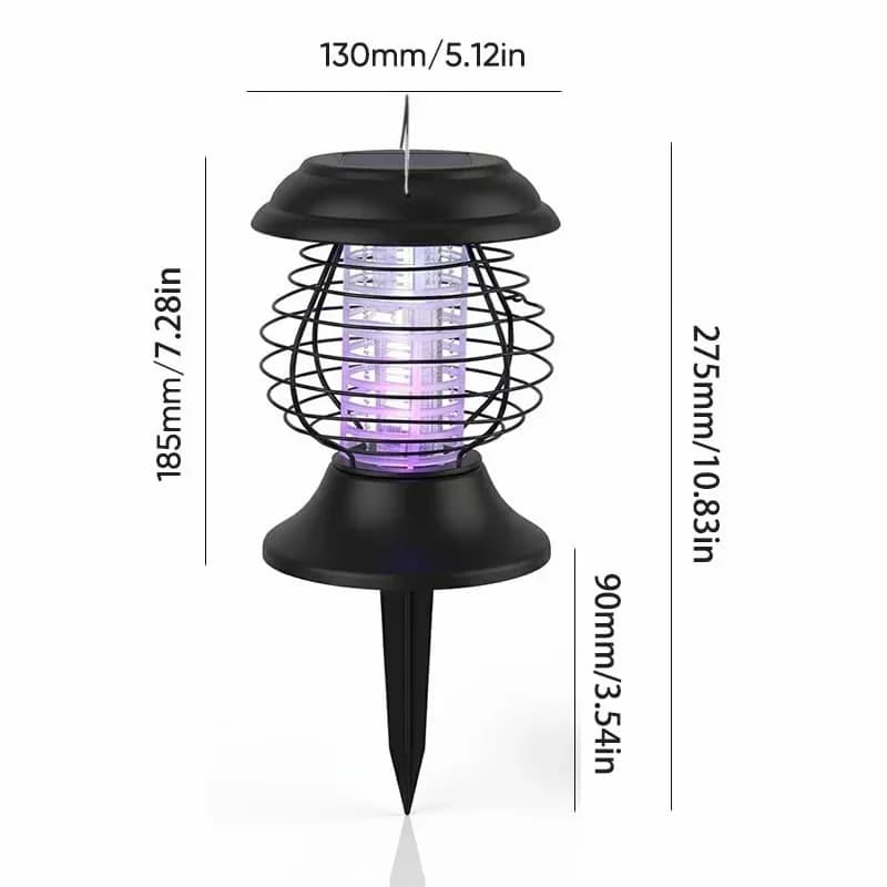 Solar Flickering Flame Mosquito Zapper Garden Stake Light, Black - Main