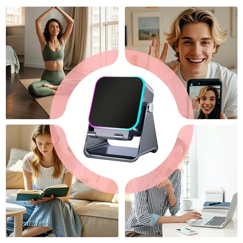 5-in-1 Wireless Induction Speaker with Adjustable Phone Stand, Black - View 8