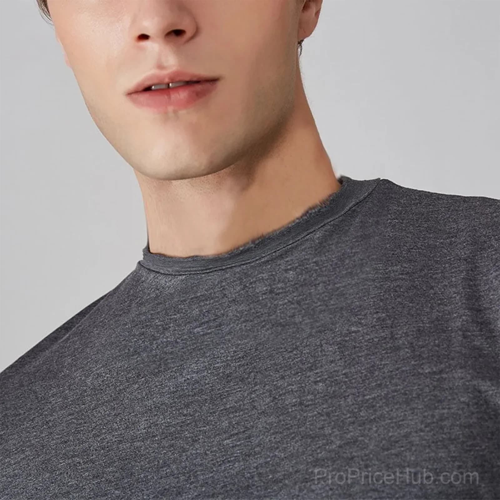 Men’s High Neck Slim Fit T-Shirt, White, Size S - View 5
