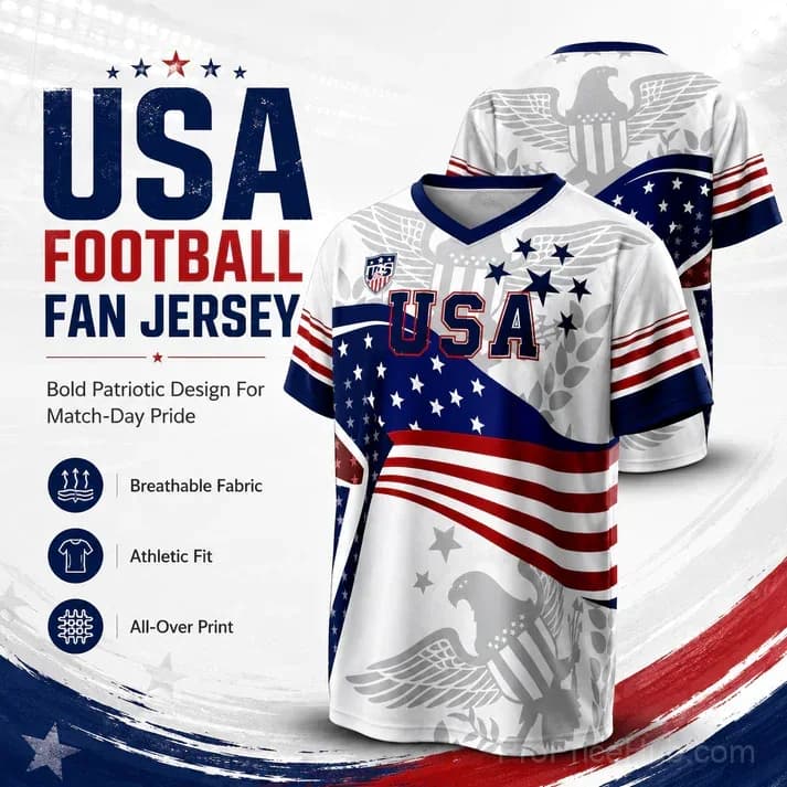 V-Neck USA Bald Eagle Graphic Soccer Jersey - Main