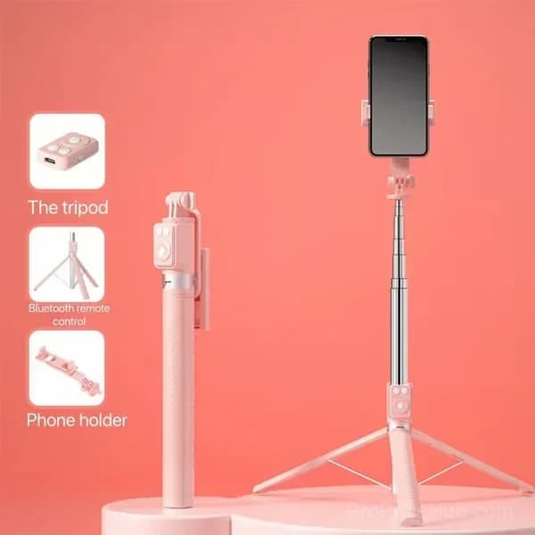 Black 6-in-1 Bluetooth Selfie Stick, No Fill Light - View 7