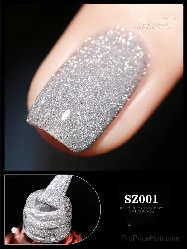 High Density Glitter Nail Gel Polish - Silver - Main