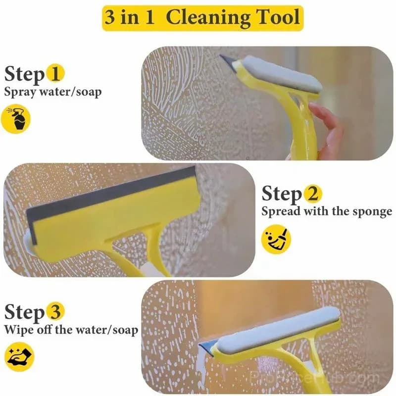 3-in-1 Window Cleaner with Spray, Scrub, and Squeegee for Home & Car - View 4