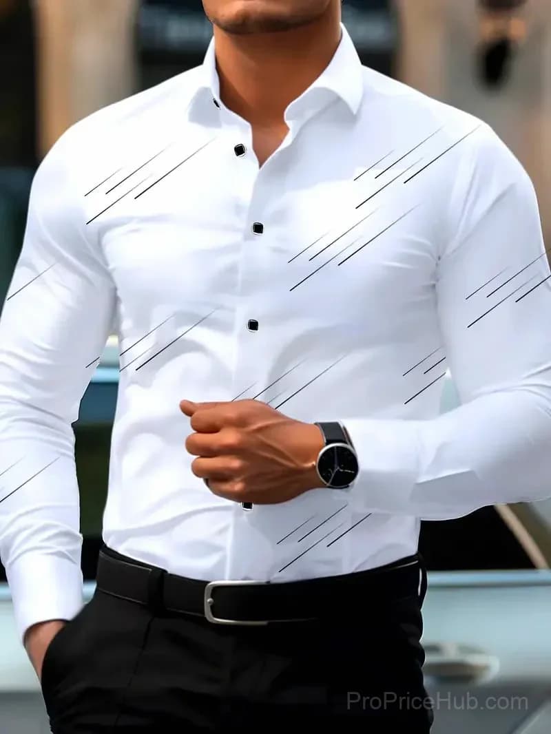 Men's Street Style Business Casual Printed Long Sleeve Shirt - Main