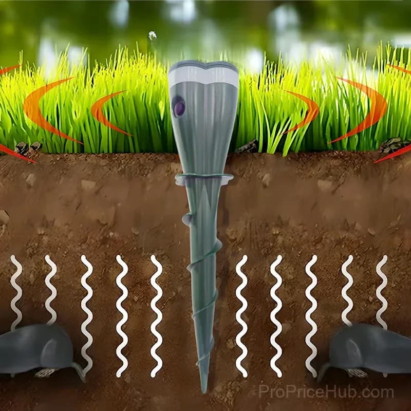 Solar Powered Waterproof Screw Mole Repellent, 25.5 x 6.5 cm - Main