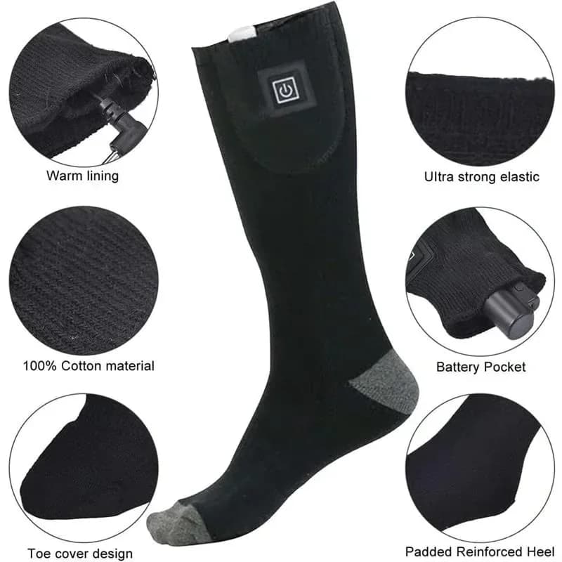 Adjustable Heated Socks, Black, Constant Temperature, 1 Pair - View 14