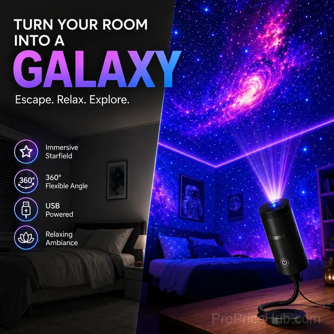 Smart Holographic Star Night Light Projector - Main