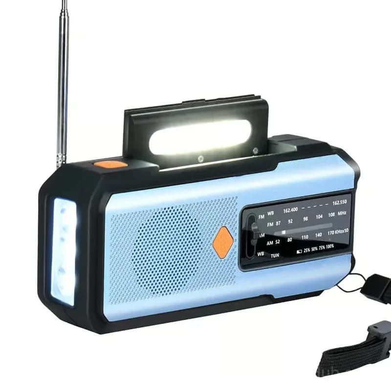 Solar Hand-Crank Emergency Weather Radio, White - View 10