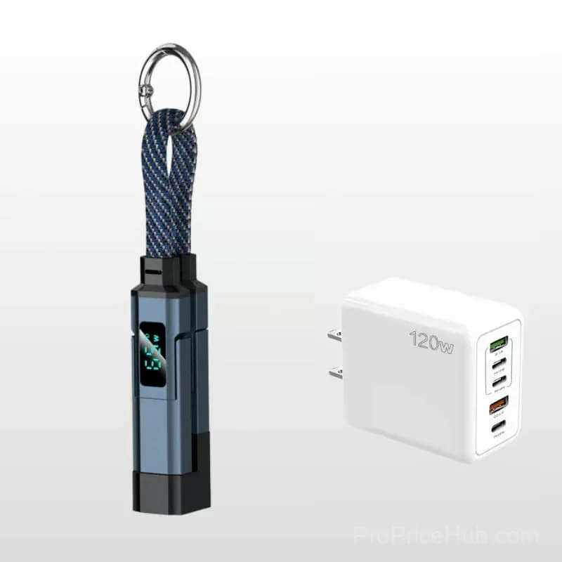 4-in-1 Digital Display Keychain Charging Cable, Black - View 27