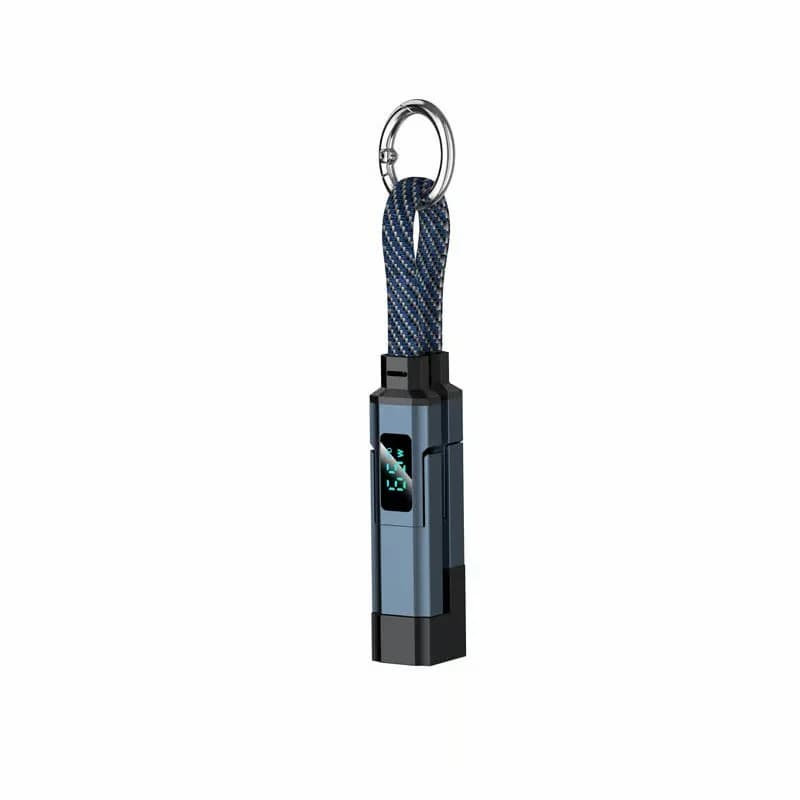 4-in-1 Digital Display Keychain Charging Cable, Black - View 12