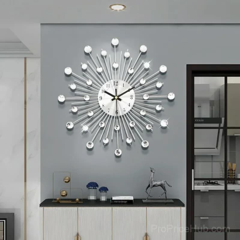 Creative Silver Wall Clock for Living Room Decor - View 2