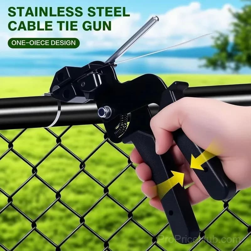 Stainless Steel Cable Tie Gun with Metal Zip Ties - Alt