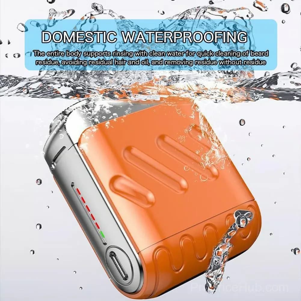 Portable Dual Ring Rotary Electric Shaver, Orange - Alt