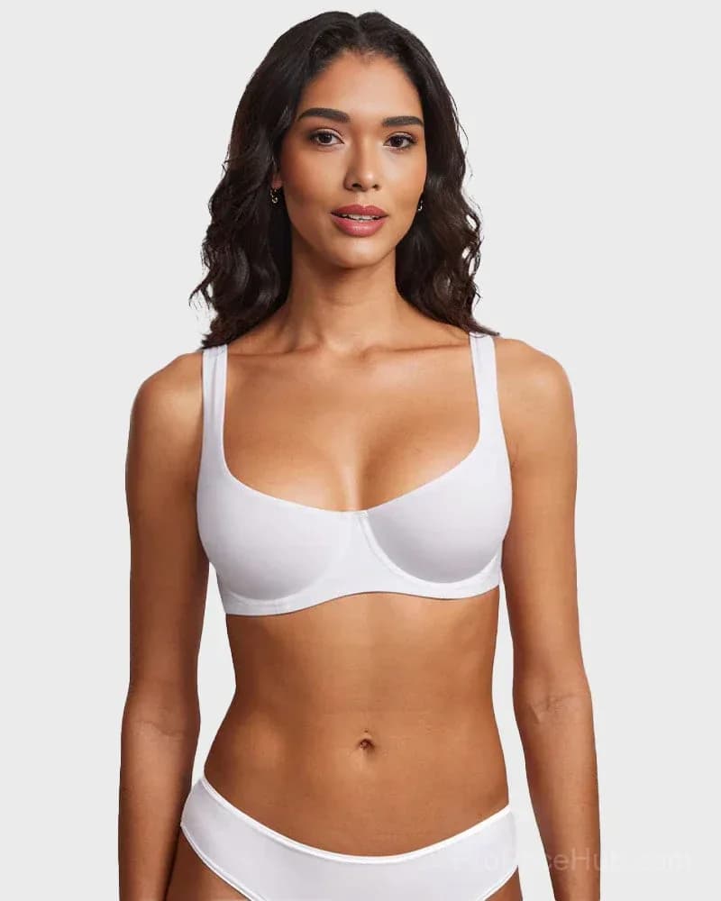 Underwire Support Seamless Unlined Balconette Bra - View 7
