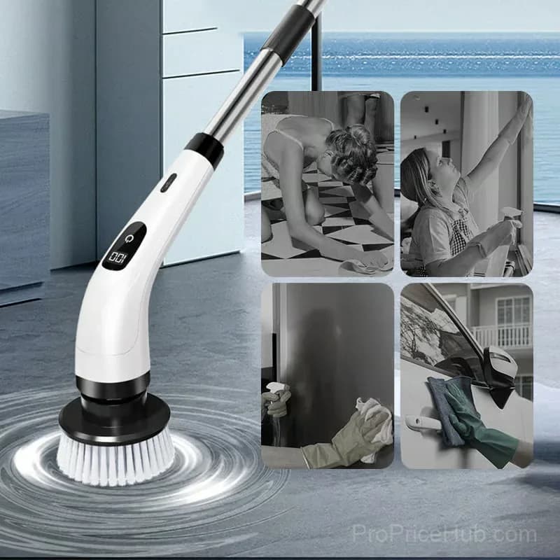 9-in-1 Electric Cleaning Brush, White, 1 Pack - Alt