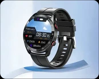 Health Monitoring Sports Smartwatch with Black Rubber Strap - Main