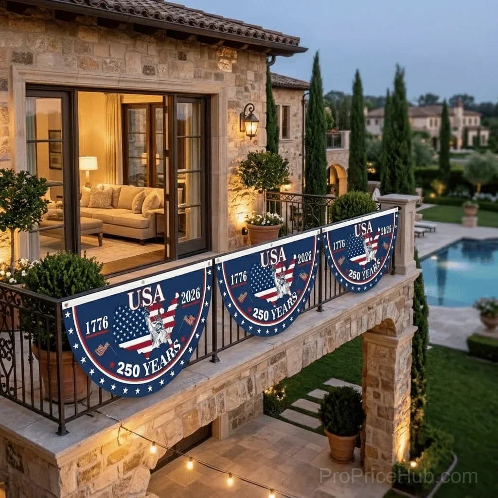 250th Anniversary USA Patriotic Fan Flag Banner - Alt