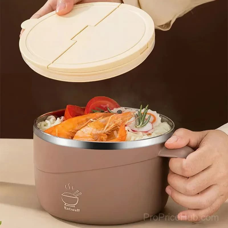304 Stainless Steel Insulated Ramen Bowl, Black, 1200ml, 1 Pc - Alt