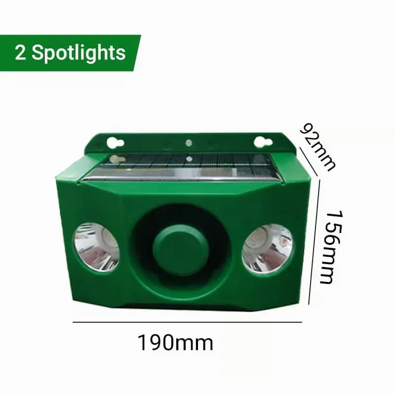 Solar Beast Repellent Warning Lights with Loud Alarm, 2 Spotlights - Main