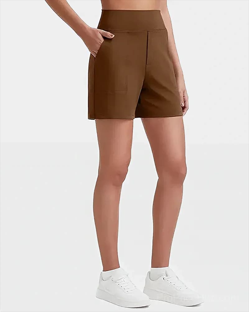 Women's High-Waisted Athletic Bermuda Shorts with Pockets - View 11