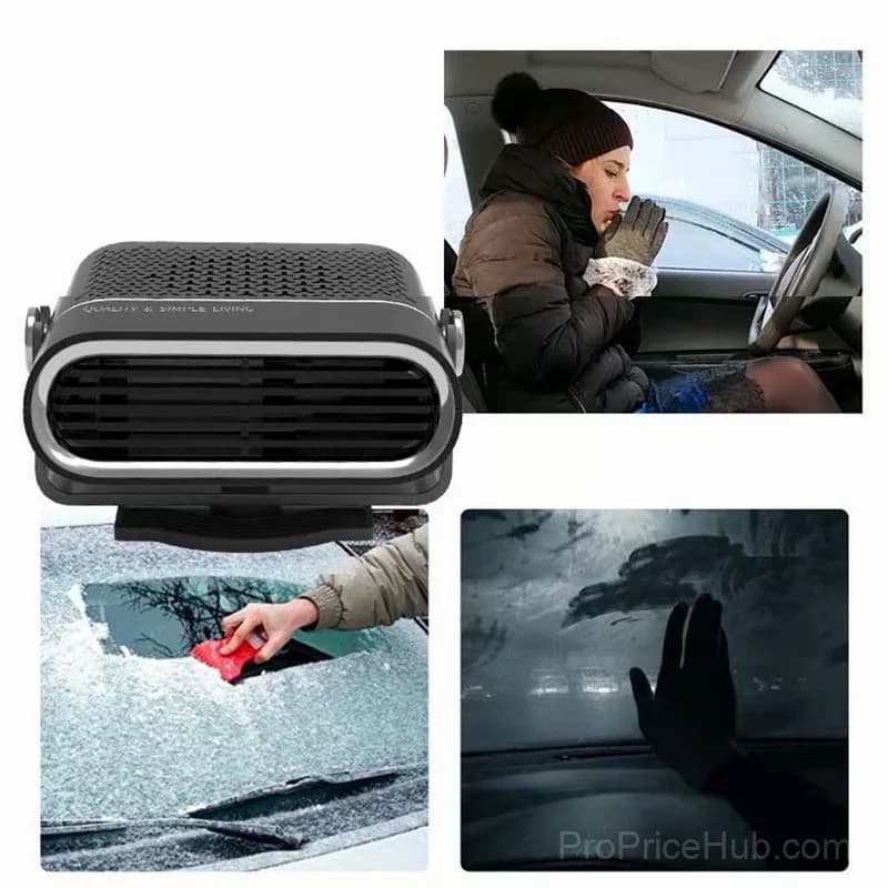 2-in-1 12V Portable Car Heater, 360° Rotating, Black - View 6