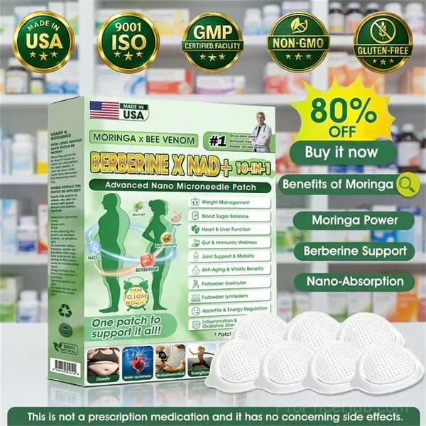 Moringa Berberine NAD+ 10-in-1 Nano Microneedle Patches - Main