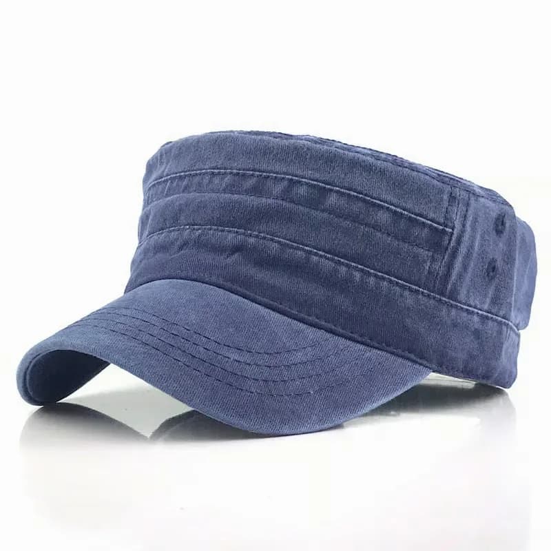 Khaki Distressed Flat-Top Duckbill Cap, Breathable Hat - View 12