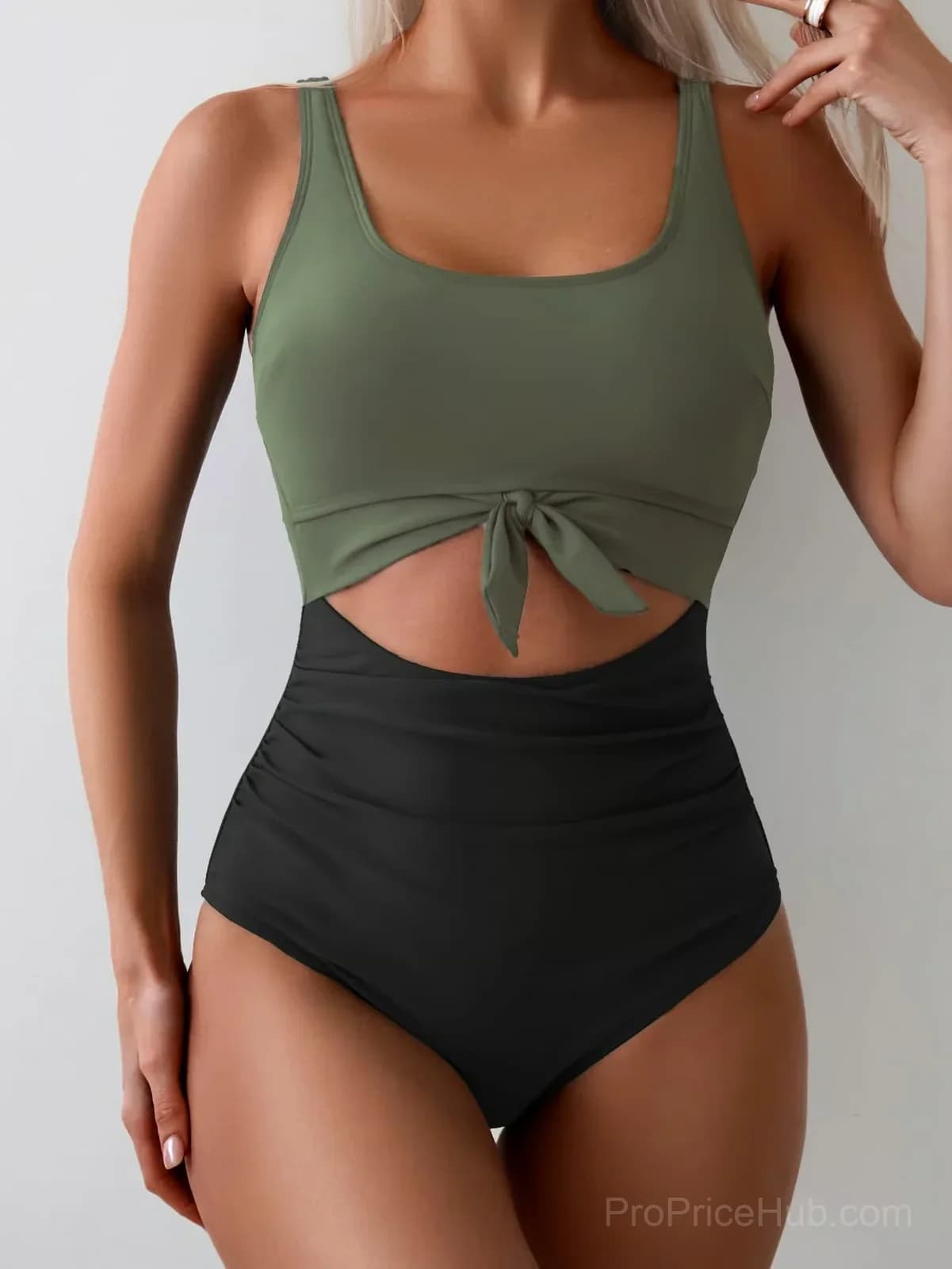 Women's Tummy Control Cutout One-Piece Swimsuit, Pink, S - View 14