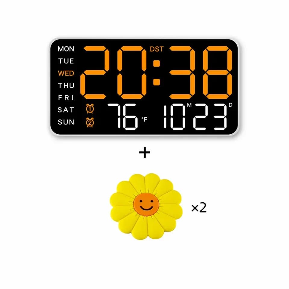 Decorative LED Digital Wall Clock, Green Light, White Shell, No Hook - View 12