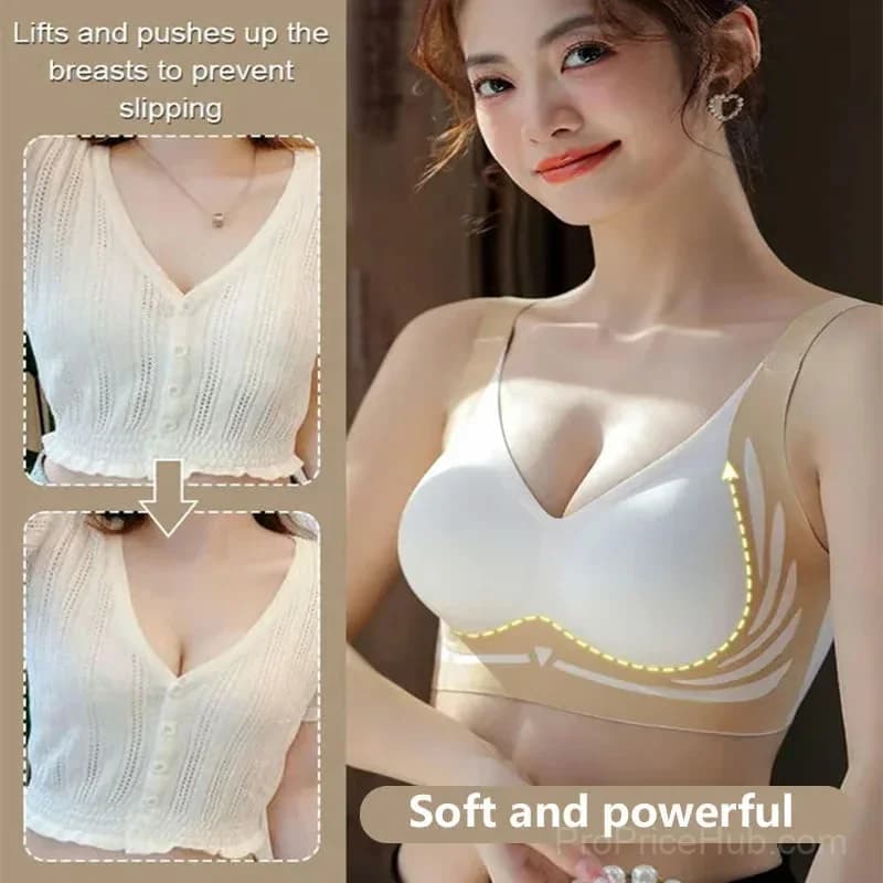 Women's Wire-Free Push-Up Anti-Sagging Bra, Green, M (B/C) - View 3