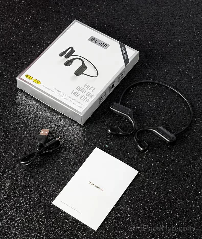 Black Gas Conduction Headphones, Sweatproof, Memory Card Supported - Main