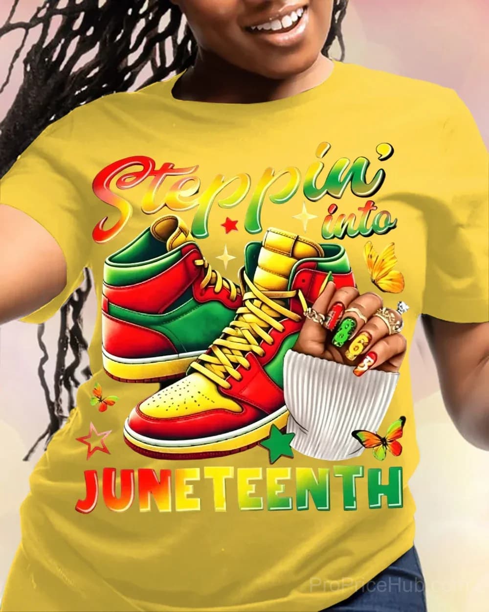100% Cotton Steppin' Into Juneteenth Crew Neck Short Sleeve T-Shirt - View 4